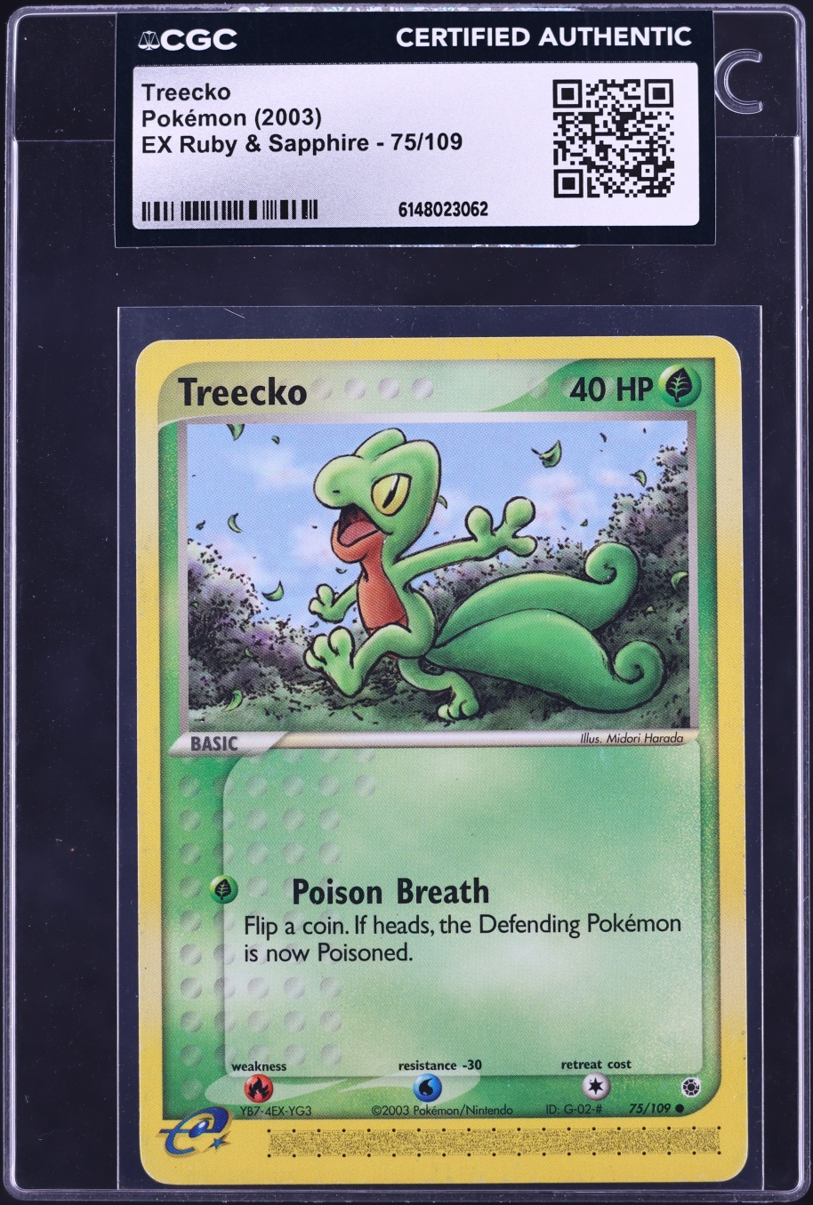 2003 Pokemon EX Ruby & Sapphire Treecko #75 CGC AUTH