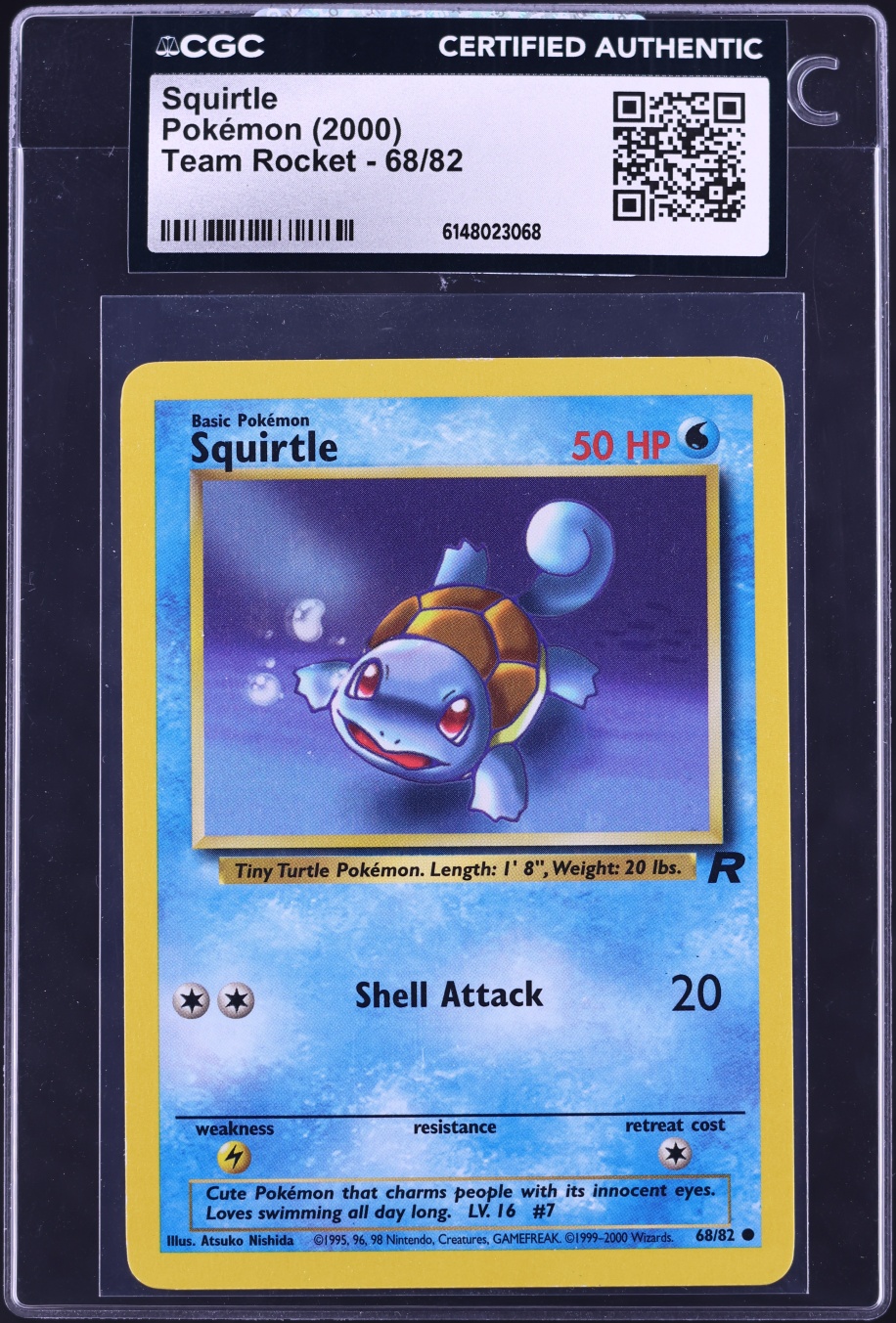 2000 Pokemon Team Rocket Squirtle #68 CGC AUTH