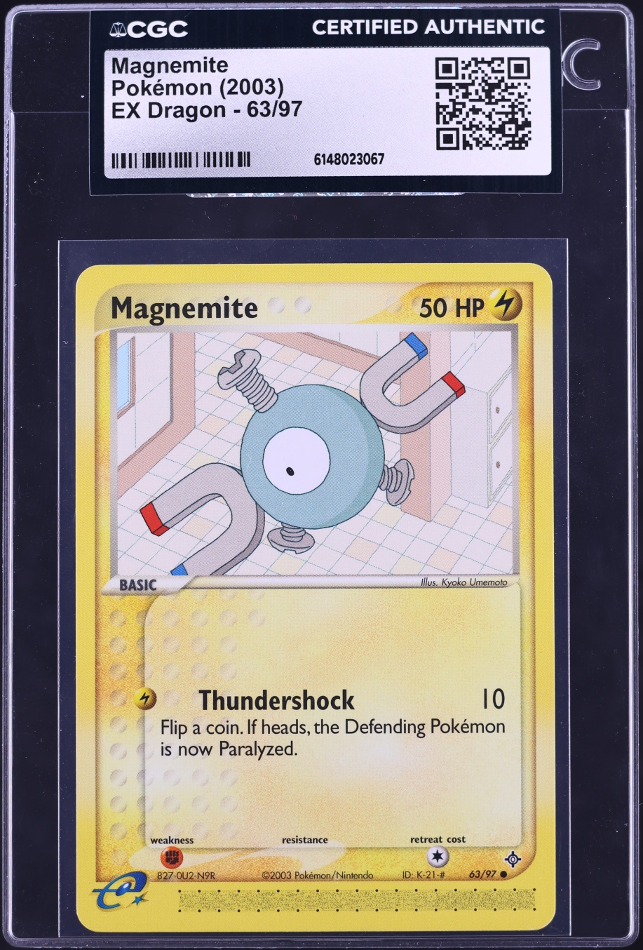 2003 Pokemon EX Dragon Magnemite #63 CGC AUTH