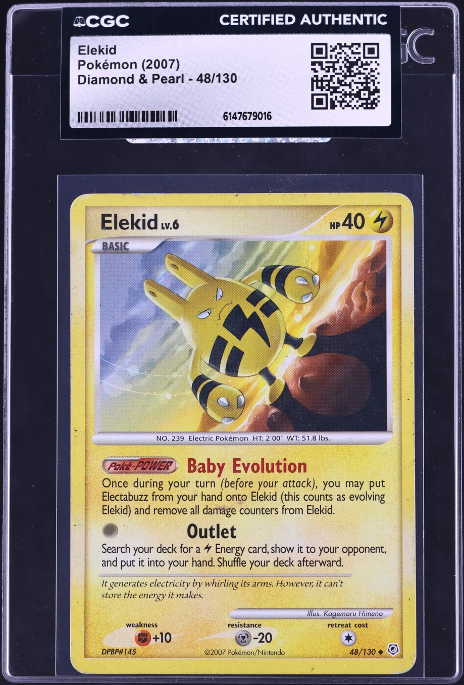 2007 Pokemon Diamond & Pearl Elekid #48 CGC AUTH