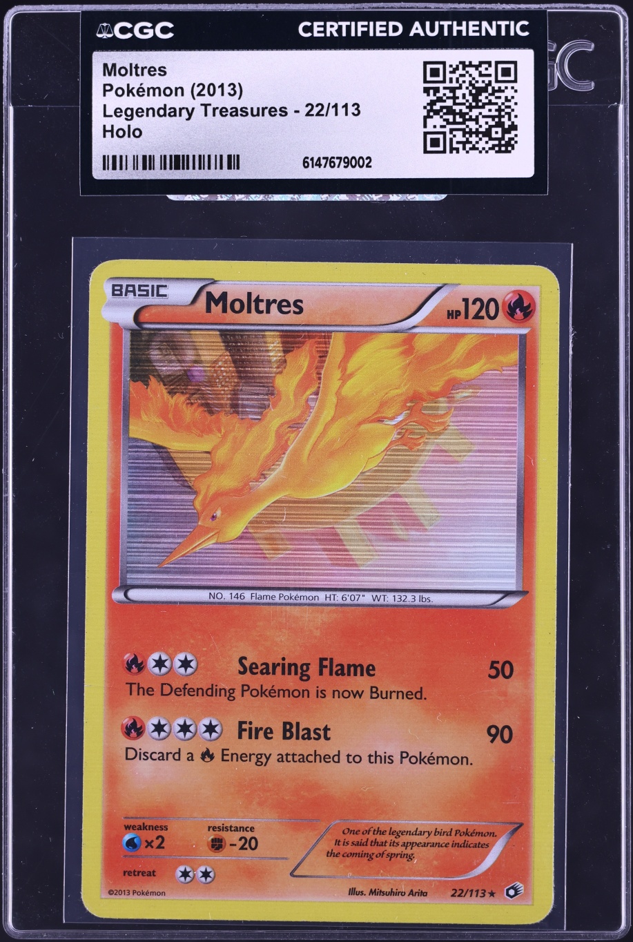 2013 Pokemon Black & White Legendary Treasures Holo Moltres #22 CGC AUTH