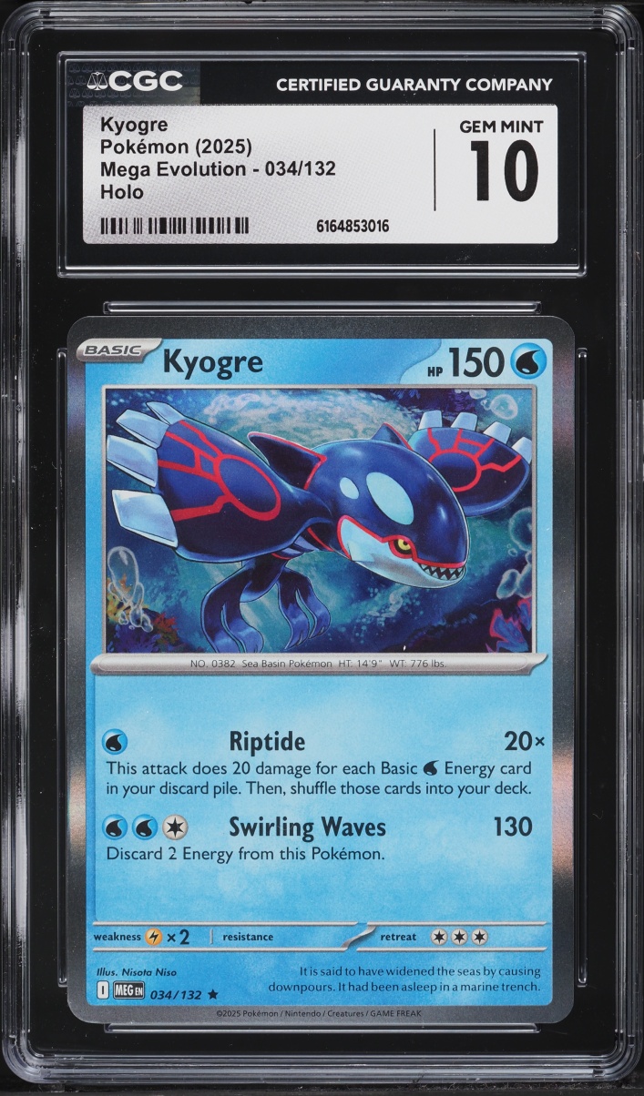 2025 Pokemon Mega Evolution Holo Kyogre #34 CGC 10 GEM MINT
