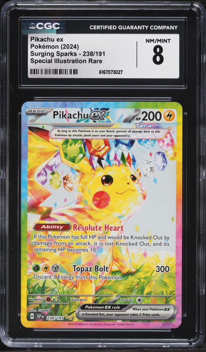 2024 Pokemon Scarlet & Violet Surging Sparks SIR Pikachu ex #238 CGC 8 NM-MT