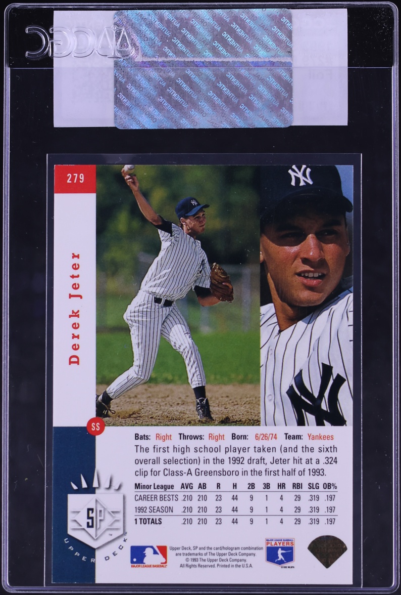 1993 SP Foil Derek Jeter ROOKIE #279 CGC AUTH