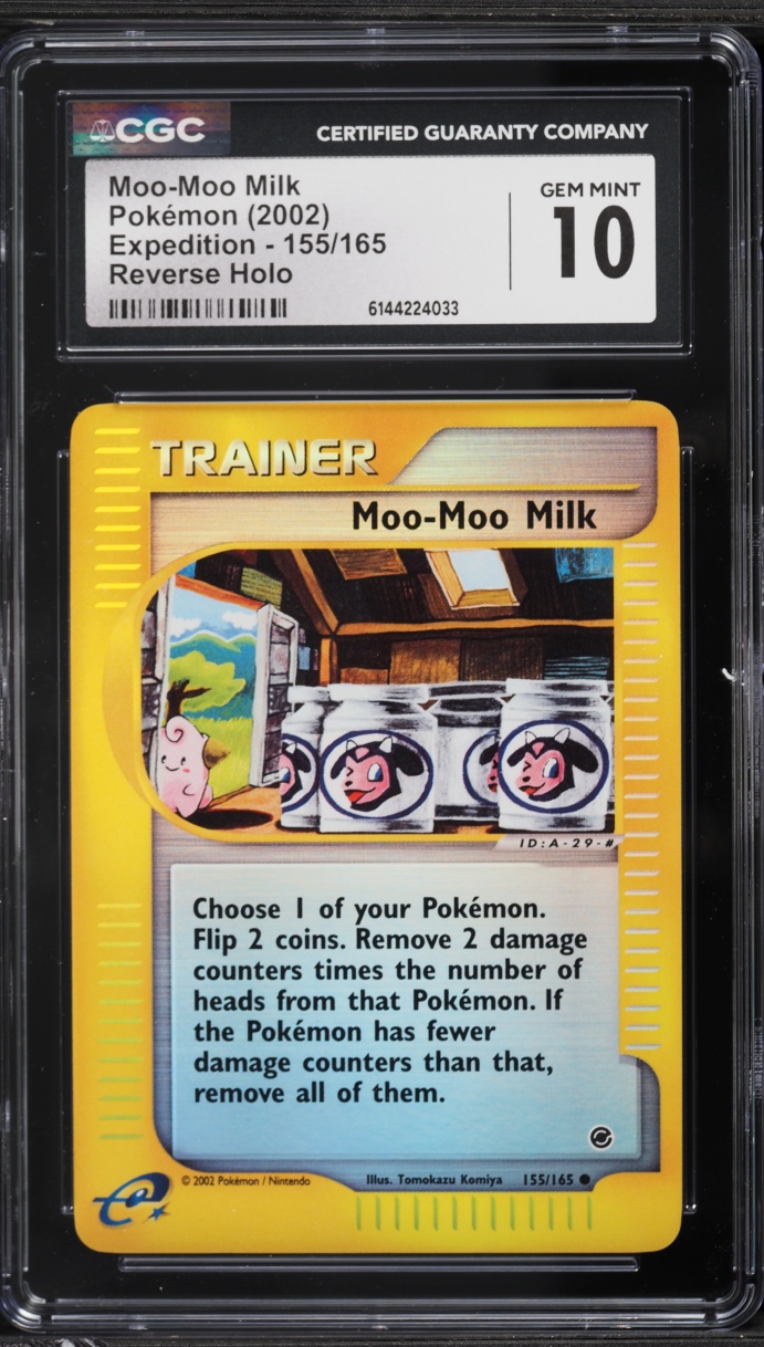 2002 Pokemon Expedition Reverse Holo Moo-Moo Milk #155 CGC 10 GEM MINT