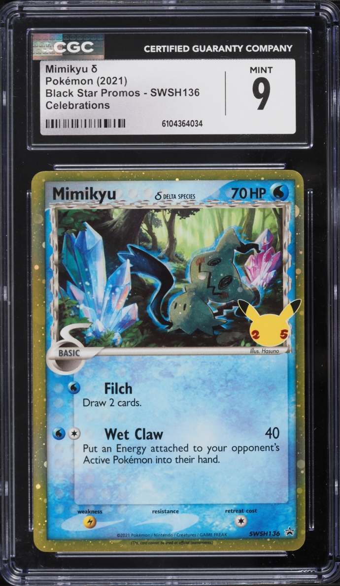 2021 Pokemon Sword & Shield Promo Celebrations Holo Mimikyu #SWSH136 CGC 9 MINT