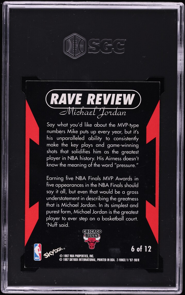 1997 Skybox Z-Force Rave Review Michael Jordan #6 SGC 8 NM-MT - Photo 2
