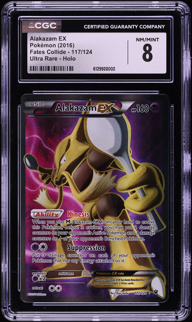 2016 Pokemon XY Fates Collide Full Art Alakazam EX #117 CGC 8 NM-MT