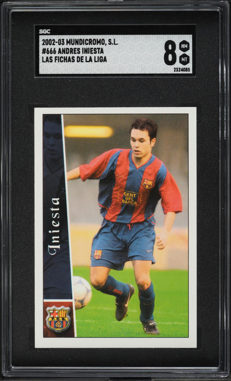 2002 Mundi Cromo Liga Andres Iniesta Lujan ROOKIE #666 SGC 8 NM-MT