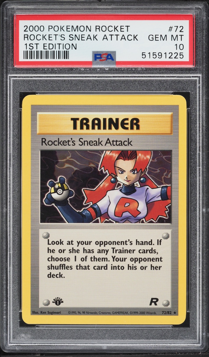 2000 Pokemon Team Rocket 1st Edition Rocket's Sneak Attack #72 PSA 10 GEM MINT