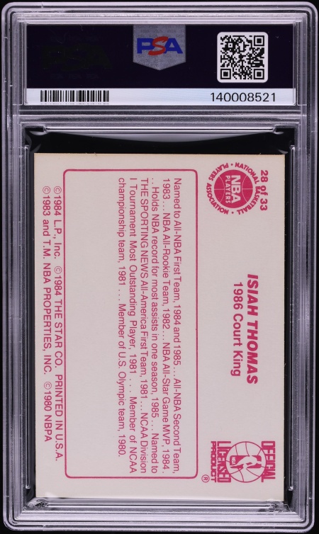 1986 Star Court Kings Isiah Thomas ROOKIE #28 PSA 7 NRMT