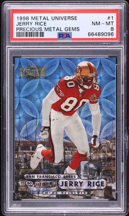 1998 Metal Universe Precious Metal Gems PMG Jerry Rice /50 #1 PSA 8 NM-MT