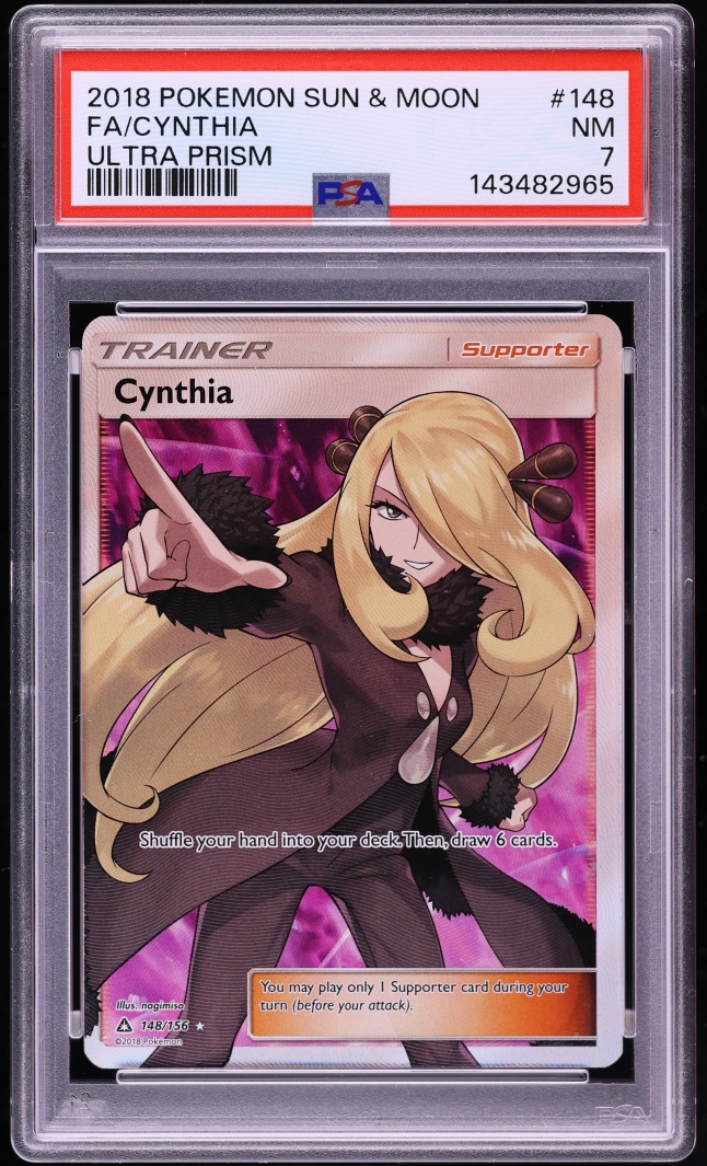 2018 Pokemon Sun & Moon Ultra Prism Full Art Cynthia #148 PSA 7 NRMT
