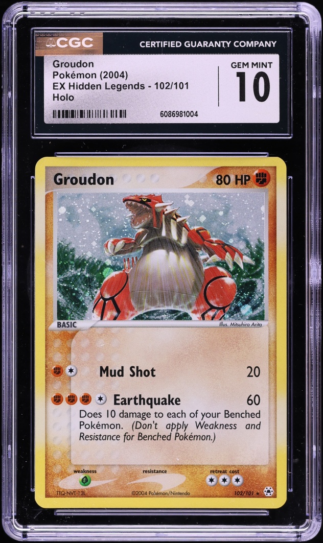 2004 Pokemon EX Hidden Legends Holo Groudon #102 CGC 10 GEM MINT