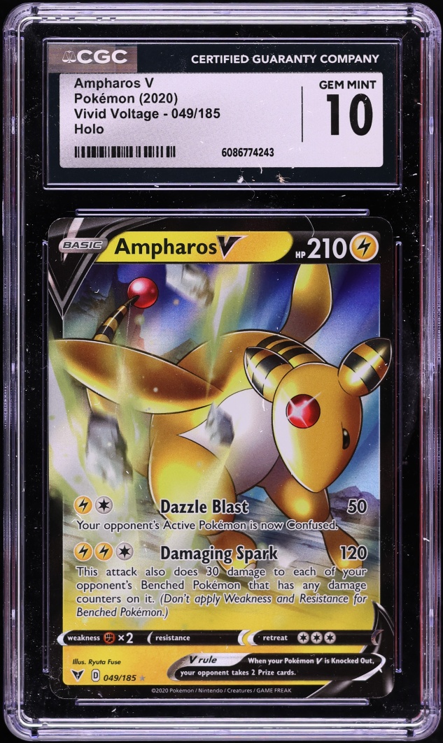 2020 Pokemon Sword & Shield Vivid Voltage Ampharos V #49 CGC 10 GEM MINT