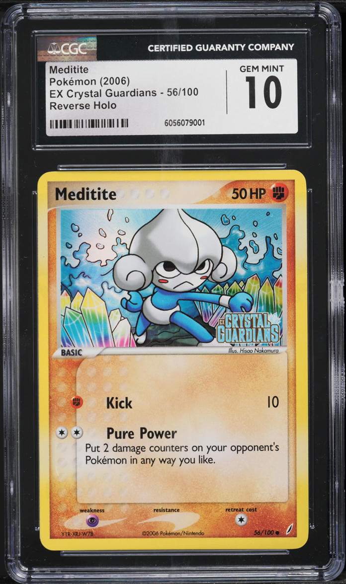 2006 Pokemon EX Crystal Guardians Reverse Holo Meditite #56 CGC 10 GEM MINT - Main Image
