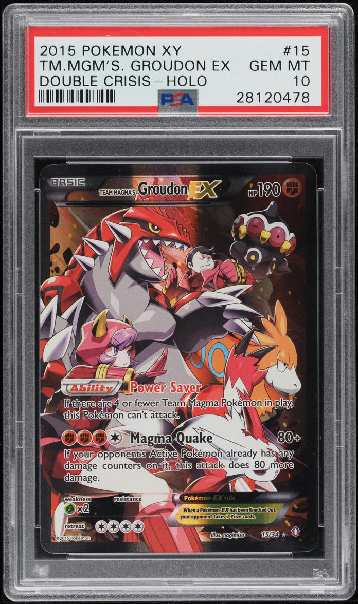 2015 Pokemon XY Double Crisis Full Art Team Magma's Groudon EX #15 PSA 10