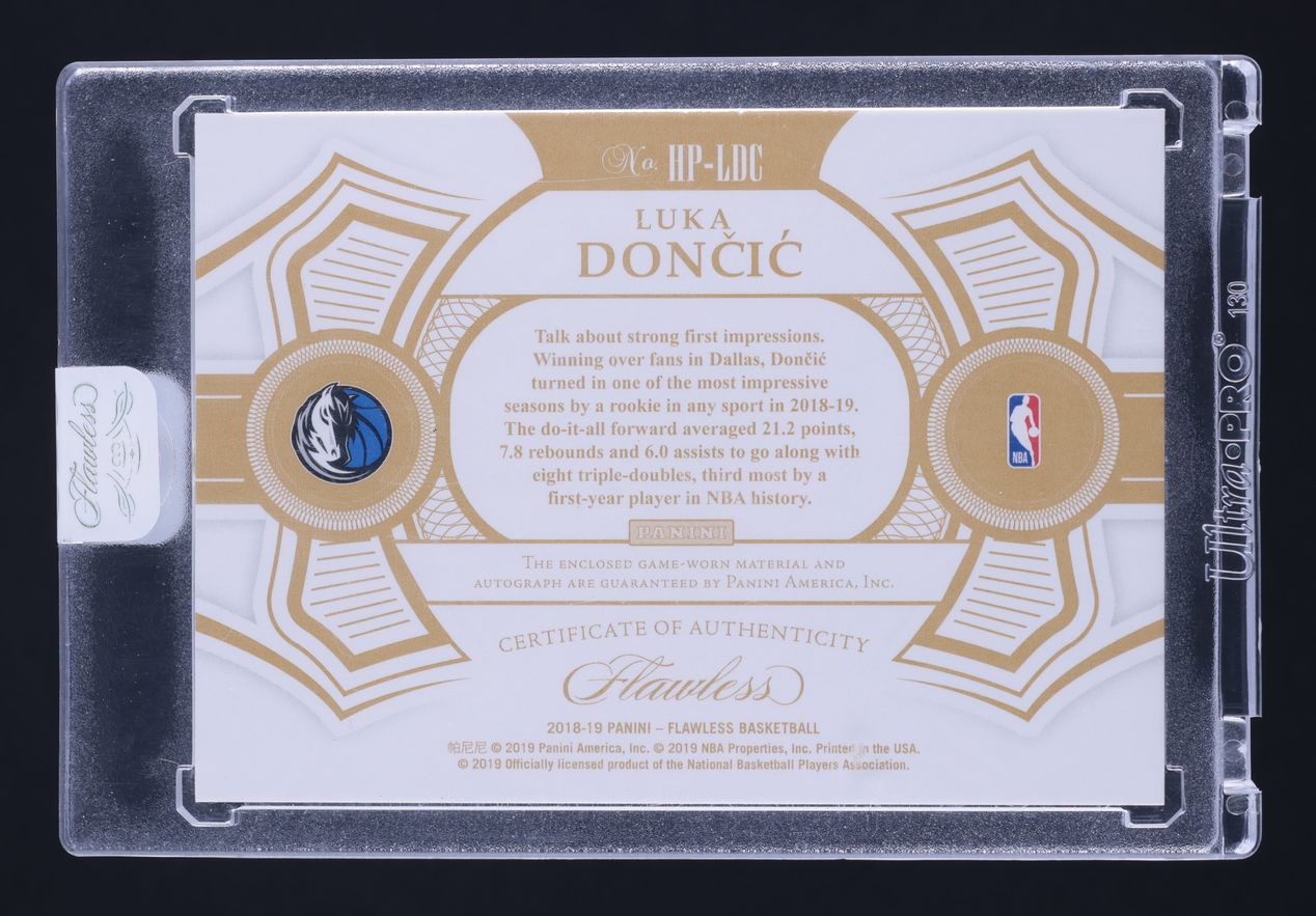 2018 Panini Flawless Horizontal Luka Doncic ROOKIE PATCH AUTO /25
