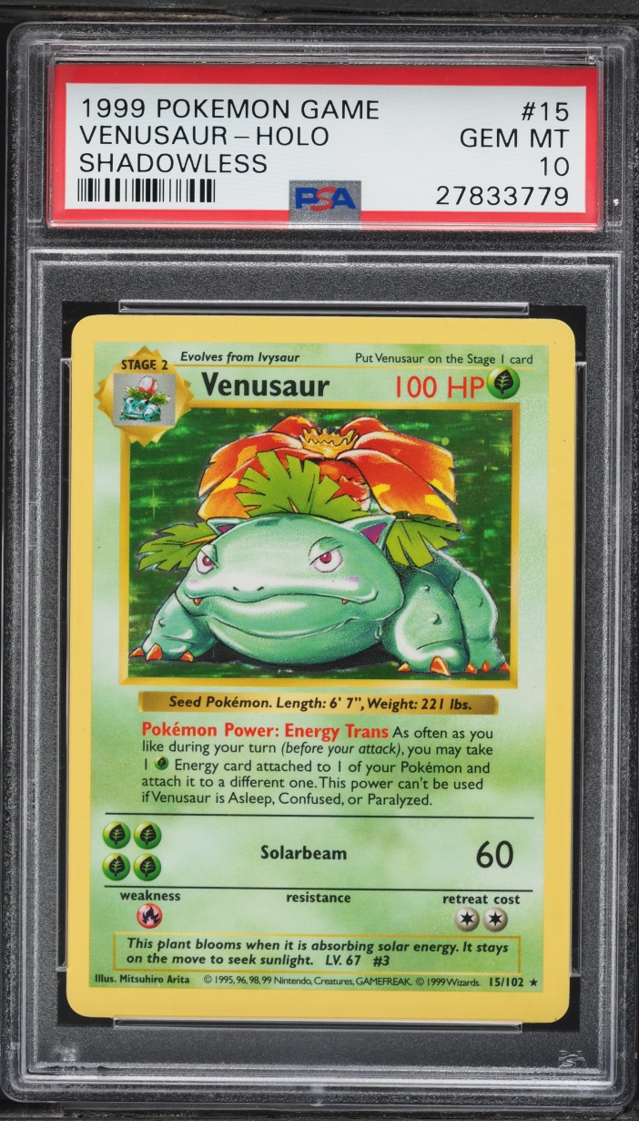 1999 Pokemon Base Set Shadowless Holo Venusaur #15 PSA 10 GEM MINT