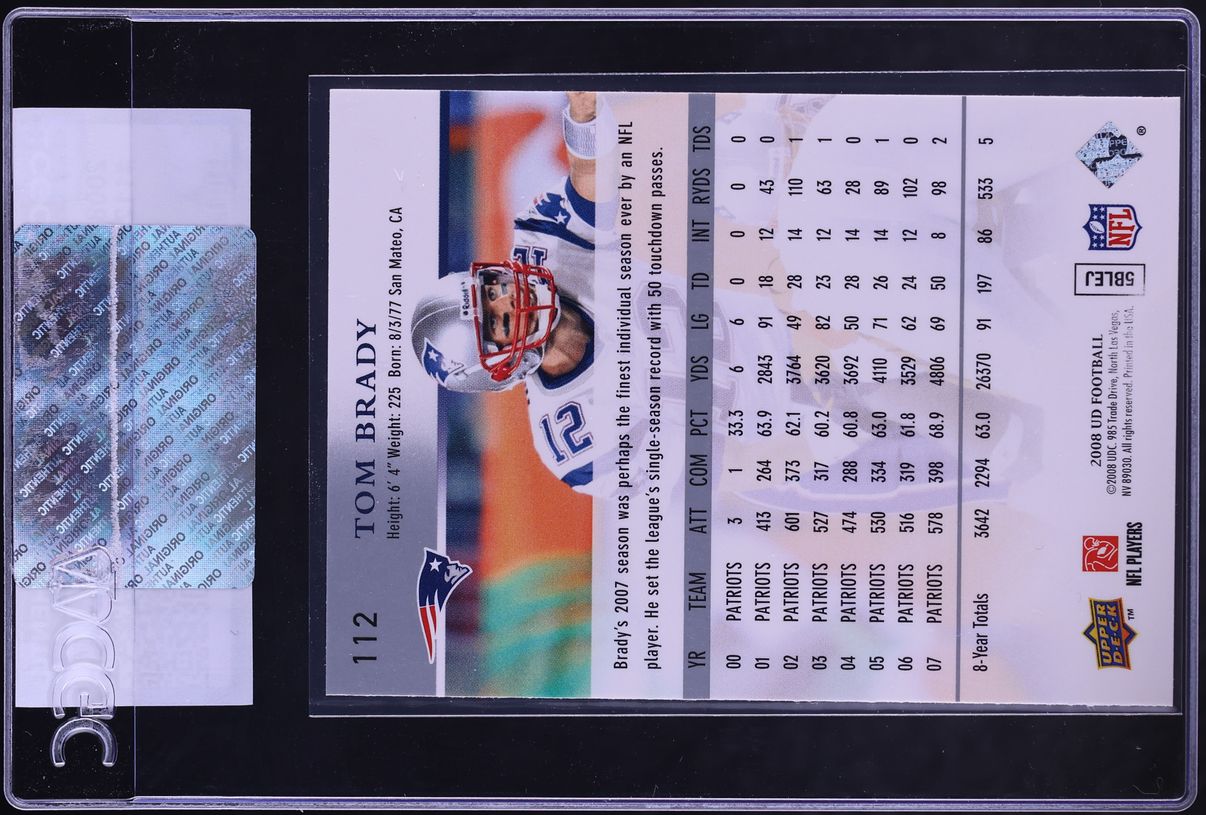 2008 Upper Deck Football Tom Brady #112 CGC AUTH