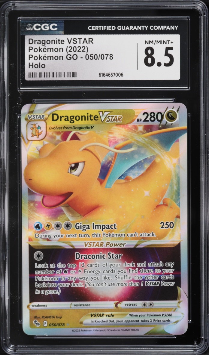 2022 Pokemon Sword & Shield GO Holo Dragonite VSTAR #50 CGC 8.5 NM-MT+