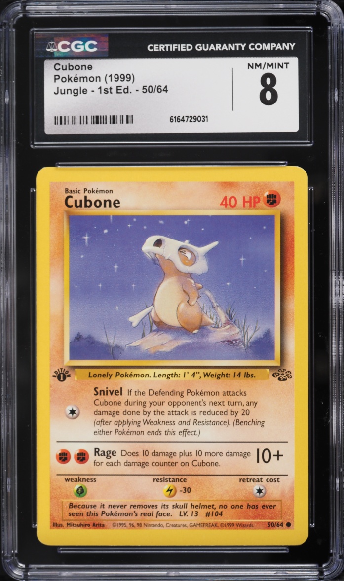1999 Pokemon Jungle 1st Edition Cubone #50 CGC 8 NM-MT