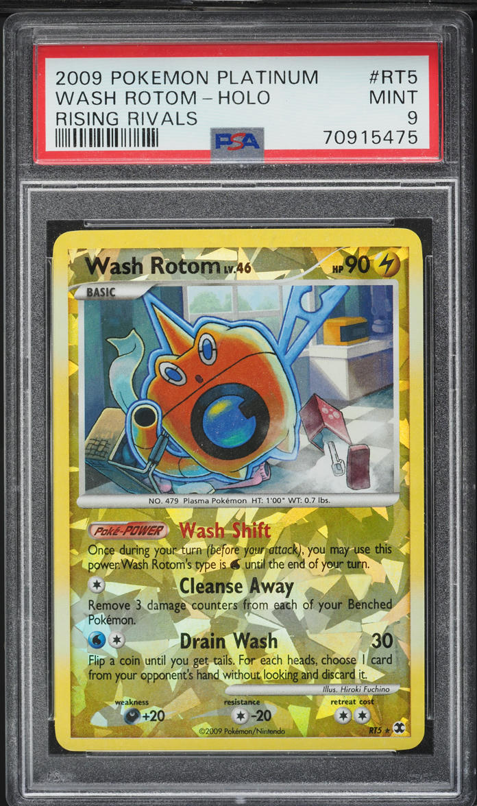 2009 Pokemon Platinum Rising Rivals Holo Wash Rotom #RT5 PSA 9 MINT