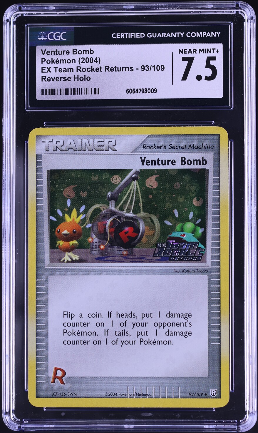 2004 Pokemon EX Team Rocket Returns Reverse Holo Venture Bomb #93 CGC 7.5 NRMT+