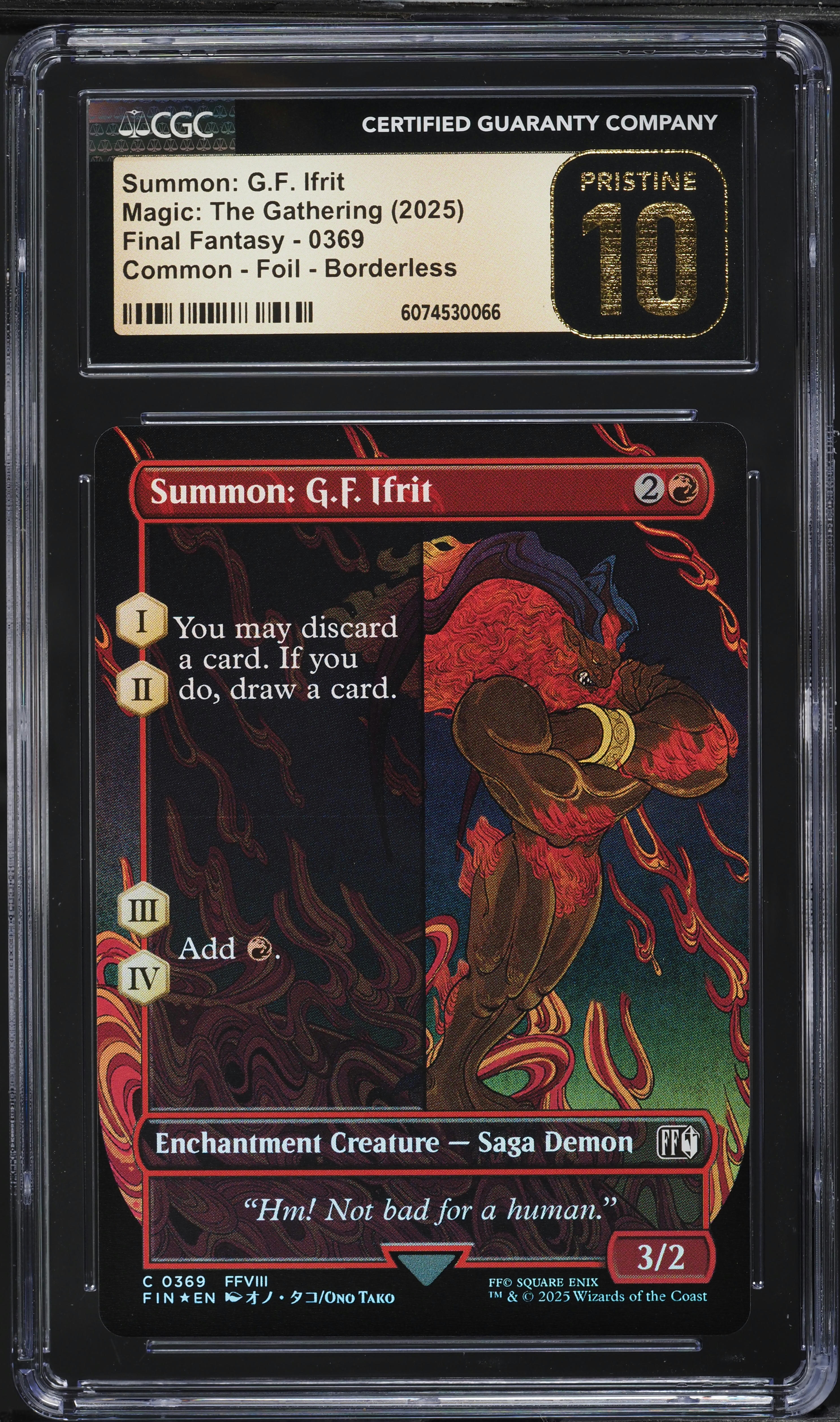 2025 Magic The Gathering MTG Final Fantasy Foil Borderless Summon: G.F. Ifrit #0369 CGC 10