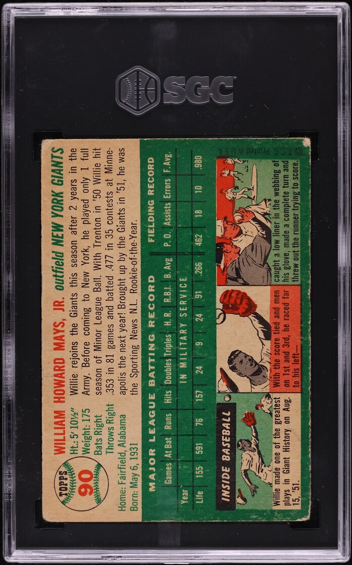 1954 Topps Willie Mays #90 SGC AUTH