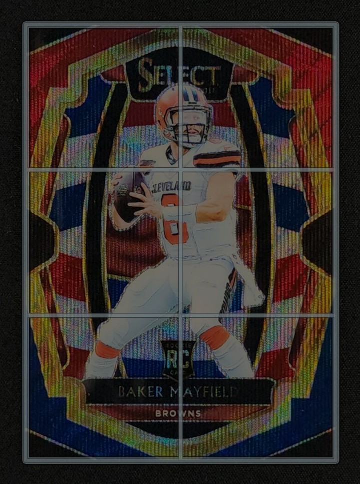 2018 Select Premier Level Tri-Color Prizm Baker Mayfield ROOKIE /199 #143 MBA AUTH