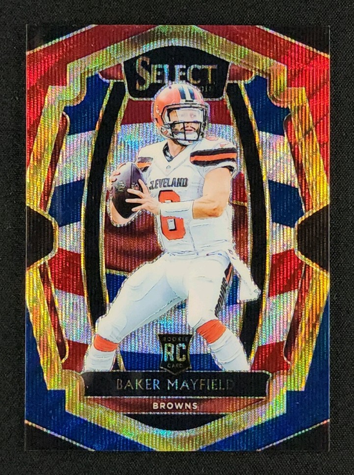 2018 Select Premier Level Tri-Color Prizm Baker Mayfield ROOKIE /199 #143 MBA AUTH