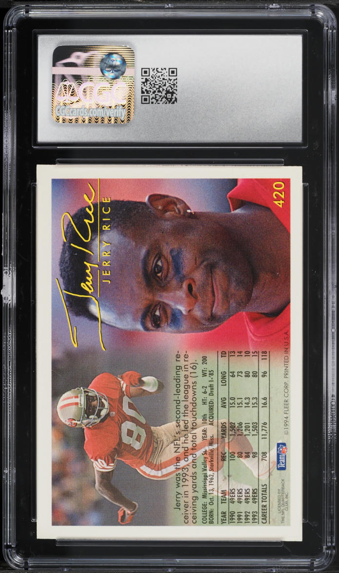 1994 Fleer Football Jerry Rice #420 CGC 9 MINT