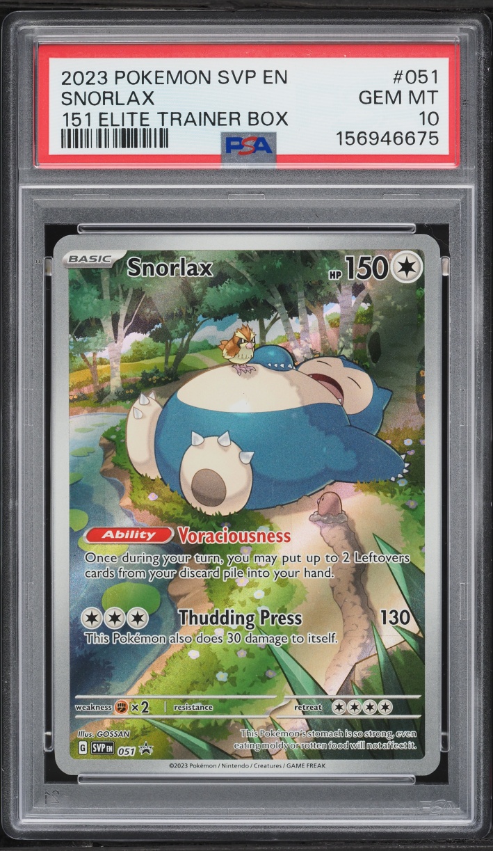 2023 Pokemon Scarlet & Violet Promo 151 ETB Full Art Snorlax #51 PSA 10 GEM MINT