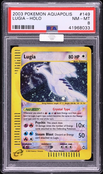 2003 Pokemon Aquapolis Holo Crystal Lugia #149 MBA PSA 8 NM-MT