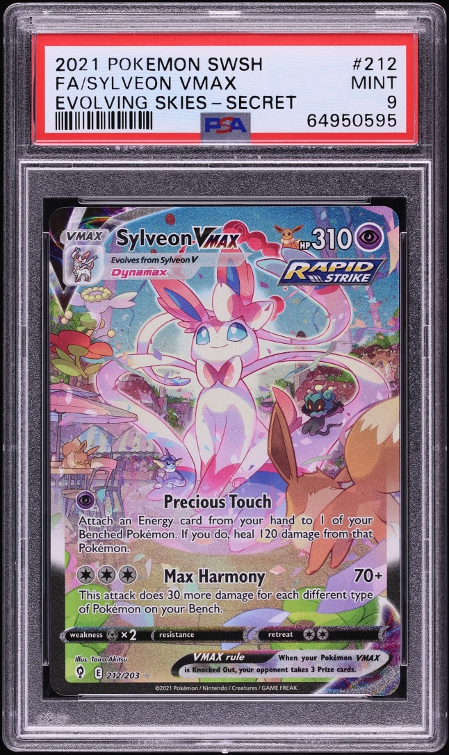2021 Pokemon Sword & Shield Evolving Skies Alt Art Sylveon VMAX #212 PSA 9 MINT