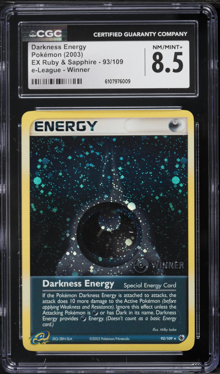 2003 Pokemon EX Ruby & Sapphire e-League Winner Darkness Energy #93 CGC 8.5 NM-MT+