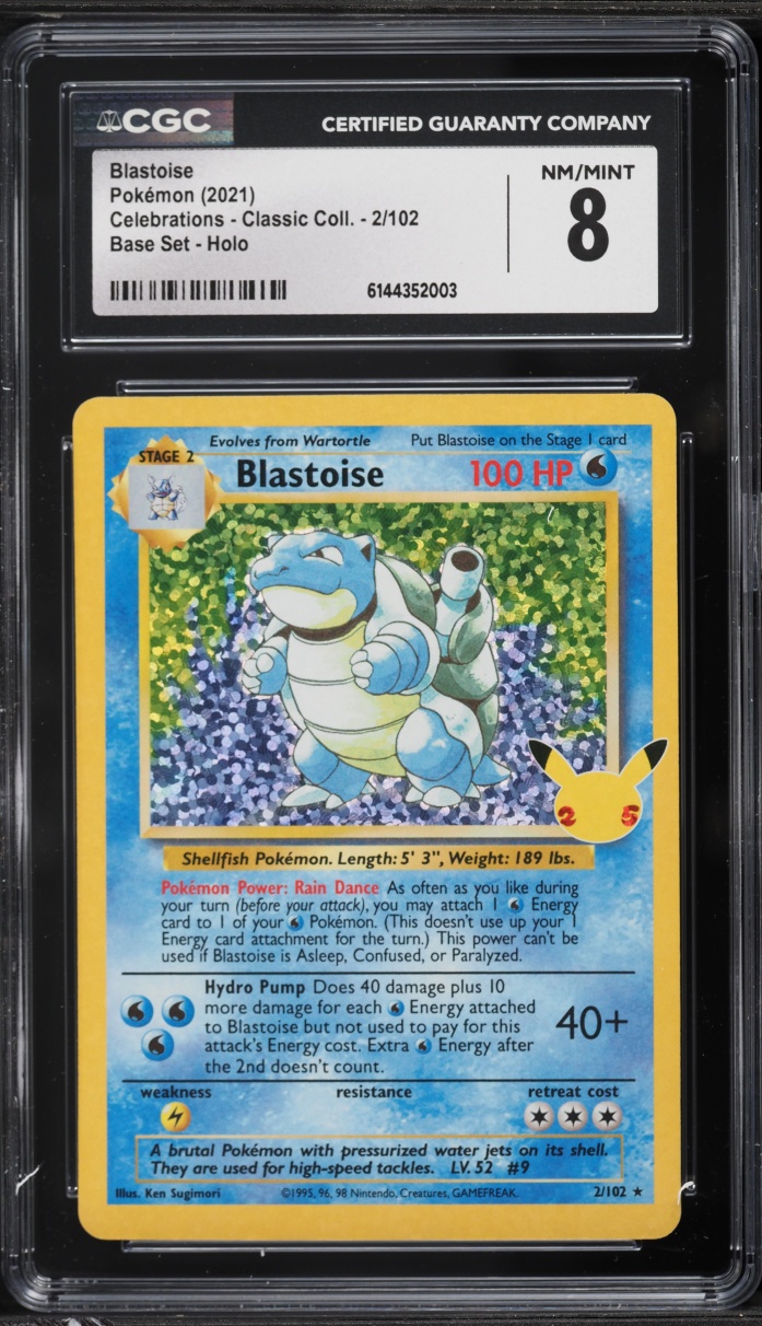2021 Pokemon Sword & Shield Celebrations Holo Blastoise #2 CGC 8 NM-MT