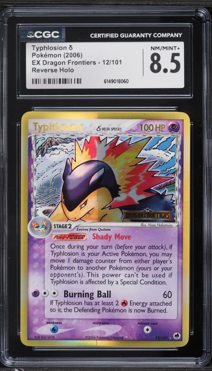 2006 Pokemon EX Dragon Frontiers Reverse Holo Typhlosion #12 CGC 8.5 NM-MT+