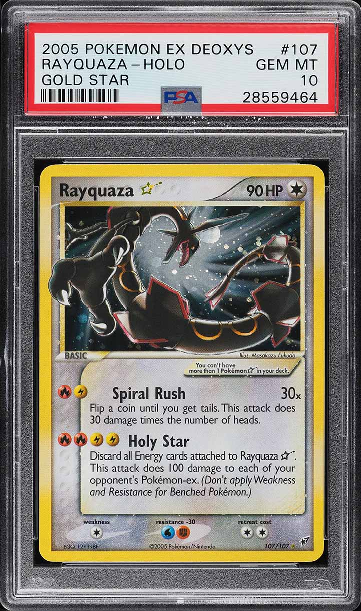 2005 Pokemon EX Deoxys Gold Star Holo Rayquaza #107 PSA 10 GEM MINT on  Fanatics Collect