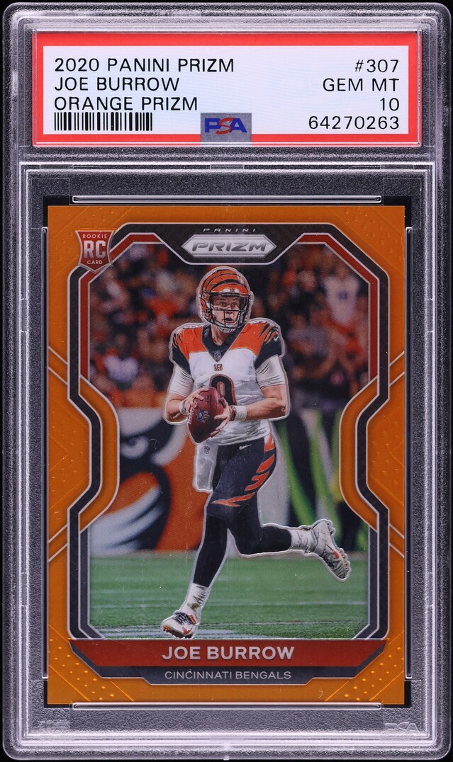2020 Panini Prizm Orange Joe Burrow ROOKIE /249 #307 PSA 10 GEM MINT