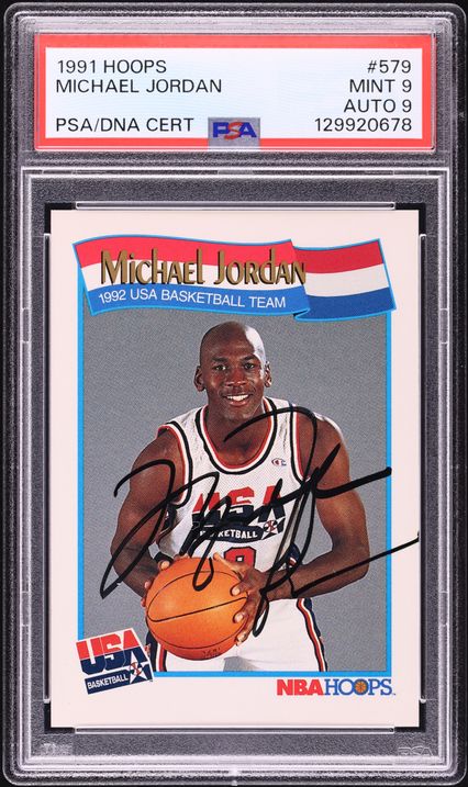 1991 Hoops USA Michael Jordan AUTO DNA 9 #579 PSA 9 MINT on