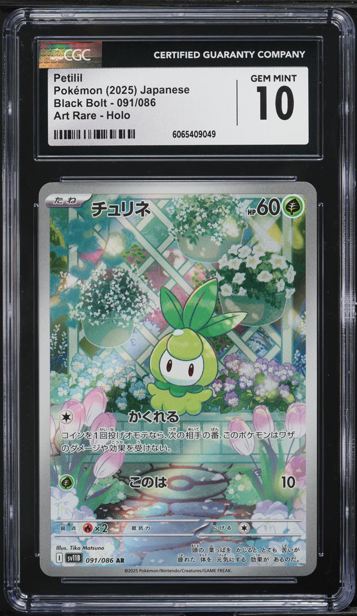 2025 Pokemon Japanese Scarlet & Violet Black Bolt AR Petilil #91 CGC 10 GEM MINT - Main Image