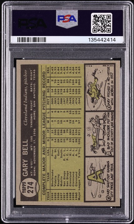 1961 Topps Gary Bell #274 PSA 9 MINT