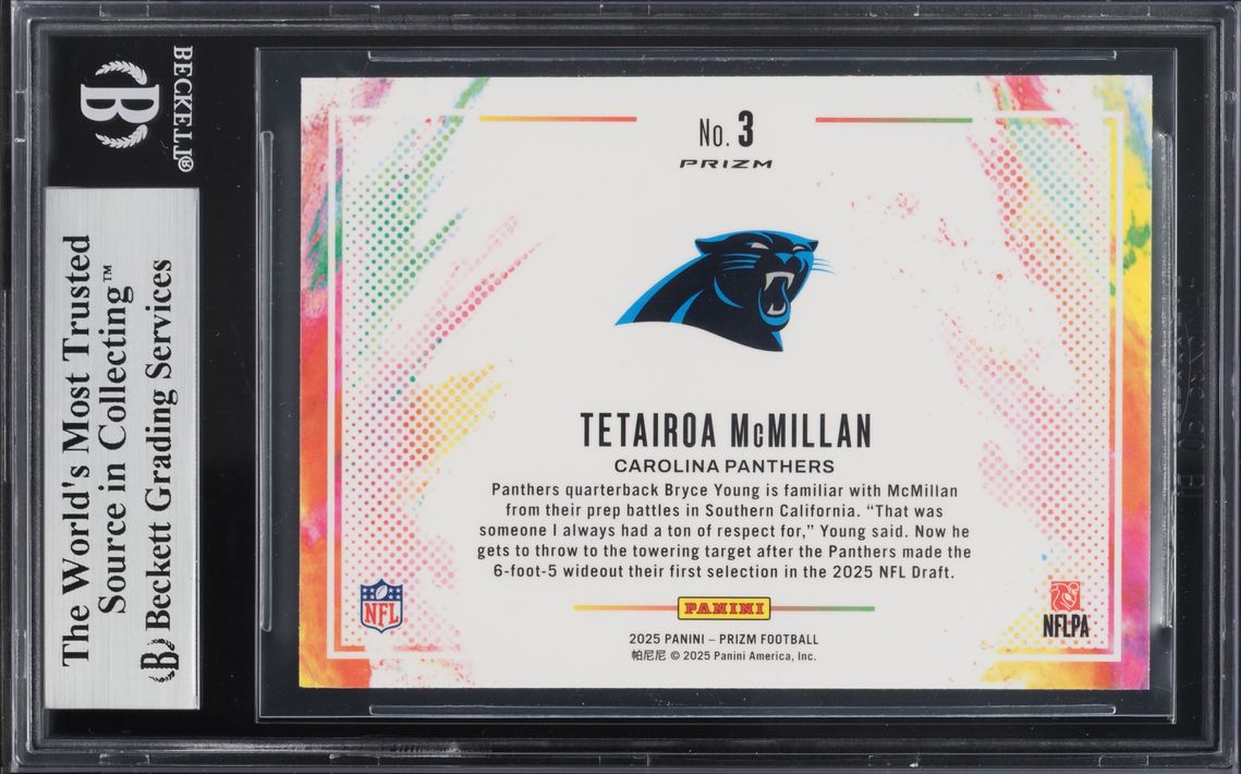 2025 Panini Prizm Color Blast Tetairoa McMillan ROOKIE #3 BGS 9 MINT
