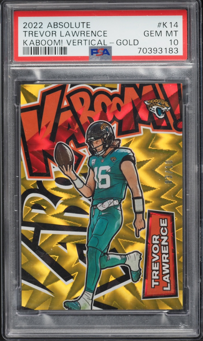 2022 Absolute Kaboom! Vertical Gold Trevor Lawrence /10 #K14 PSA 10 GEM MINT