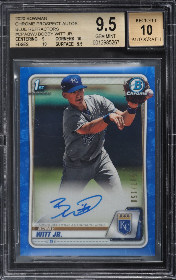 2020 Bowman Chrome Blue Refractor Bobby Witt Jr. PROSPECT AUTO /150 #CPA-BWJ BGS 9.5 GEM MINT