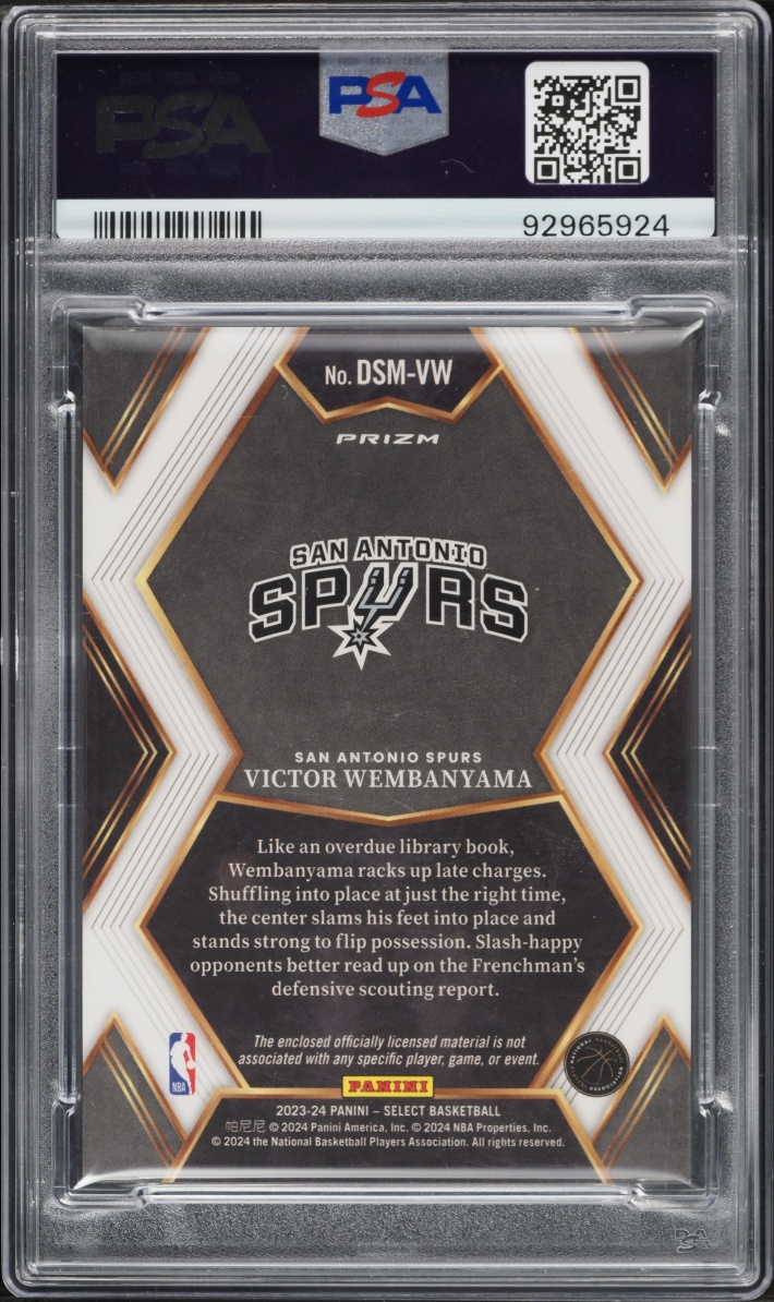 2023 Select Draft Selections Victor Wembanyama ROOKIE PATCH #DSM-VW PSA 10 GEM MINT