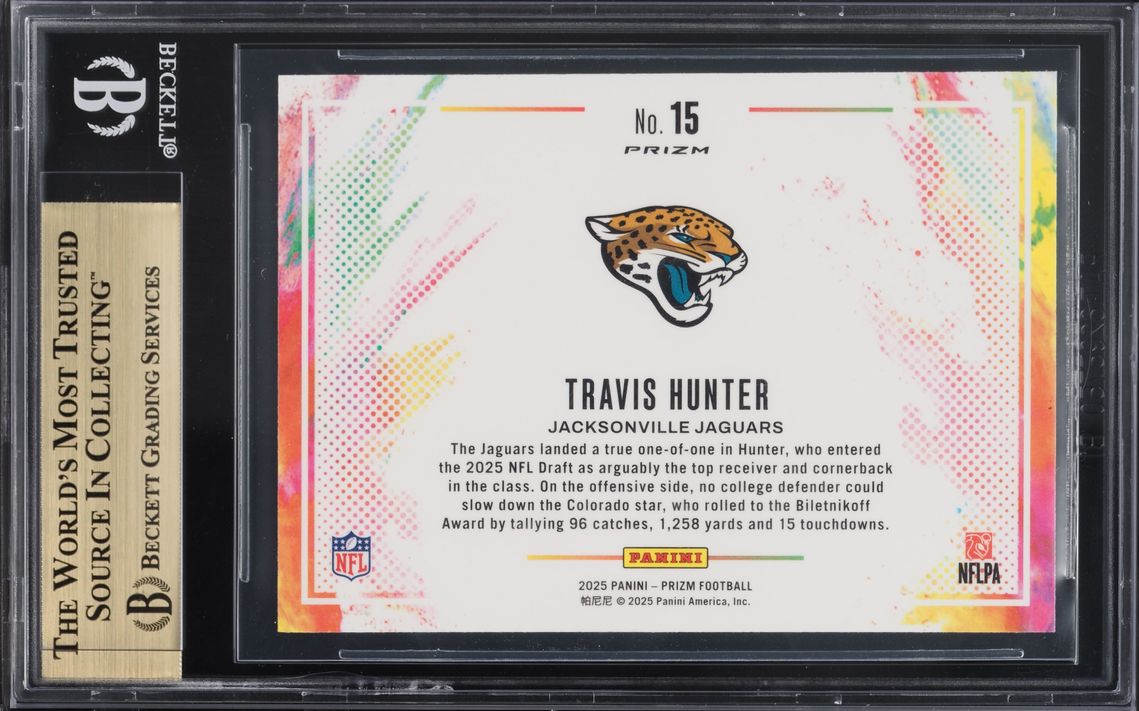 2025 Panini Prizm Color Blast Travis Hunter ROOKIE #15 BGS 9.5 GEM MINT