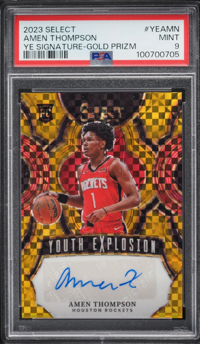 2023 Select Youth Explosion Signatures Gold Prizm Amen Thompson ROOKIE AUTO /10 #YEAMN PSA 9